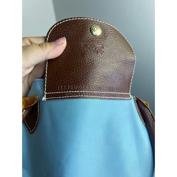 Longchamp Tote bag  Blue Nylon Leather Handle Shoulder Bag - Picture 8 of 9